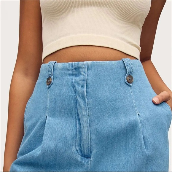 Sam Edelman High Rise Lorelai Pleated Trouser | Light Blue Wide Leg Size 8 NWT - Picture 2 of 5